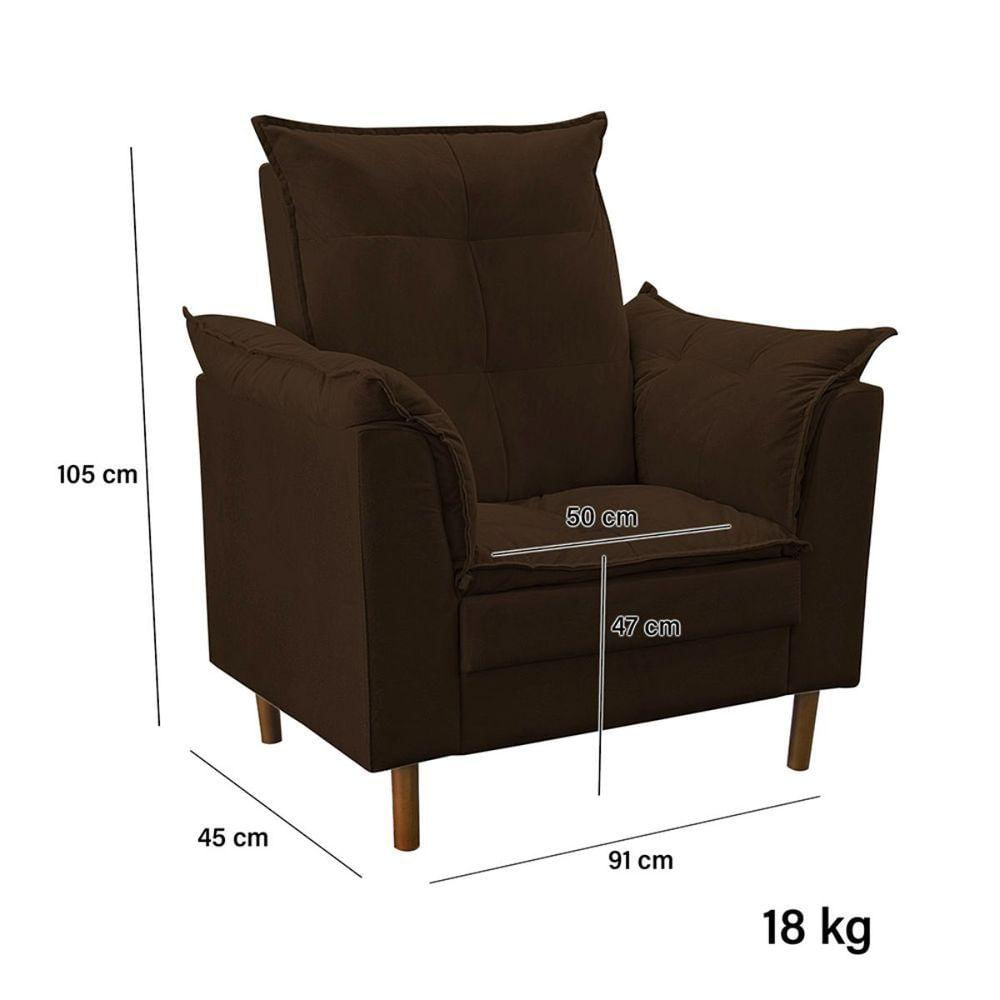 Poltrona De Amamentação Quarto De Bebê Com Puff Melina Suede Cor:marrom