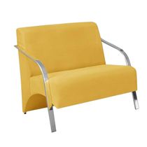 Poltrona 2 Lugar Vênus Braço Alumínio Suede Amarelo