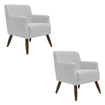 Kit 2 Poltronas Nagoya Pés Madeira Corano Branco Gran Belo