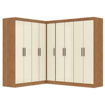 Guarda Roupas Modulado De Canto Madrid Com 9 Portas Maxel Madeirado/off White