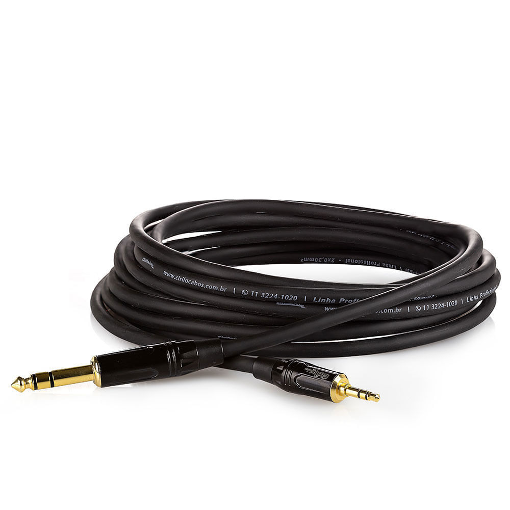 Cabo P2 Estereo Para P10 Estereo Profissional - 40 Metros