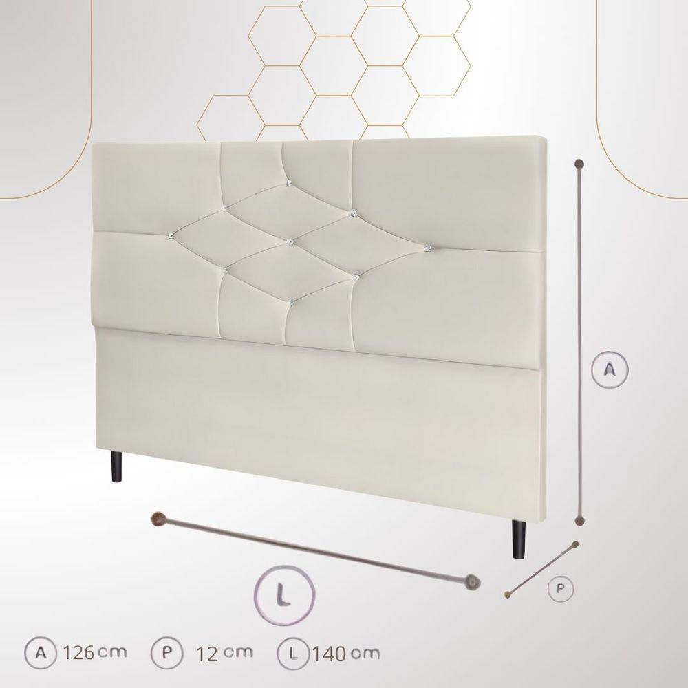 Cabeceira Cama Solteira 90 Cm Virgínia Suede Bege