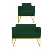 Kit 1 Namoradeira e 1 Poltrona Marisa Suede Verde Drossi