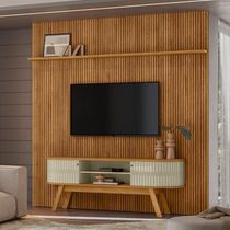 Conjunto New Laguna Painel Com Prateleira Aparador Rack Cumaru-opala