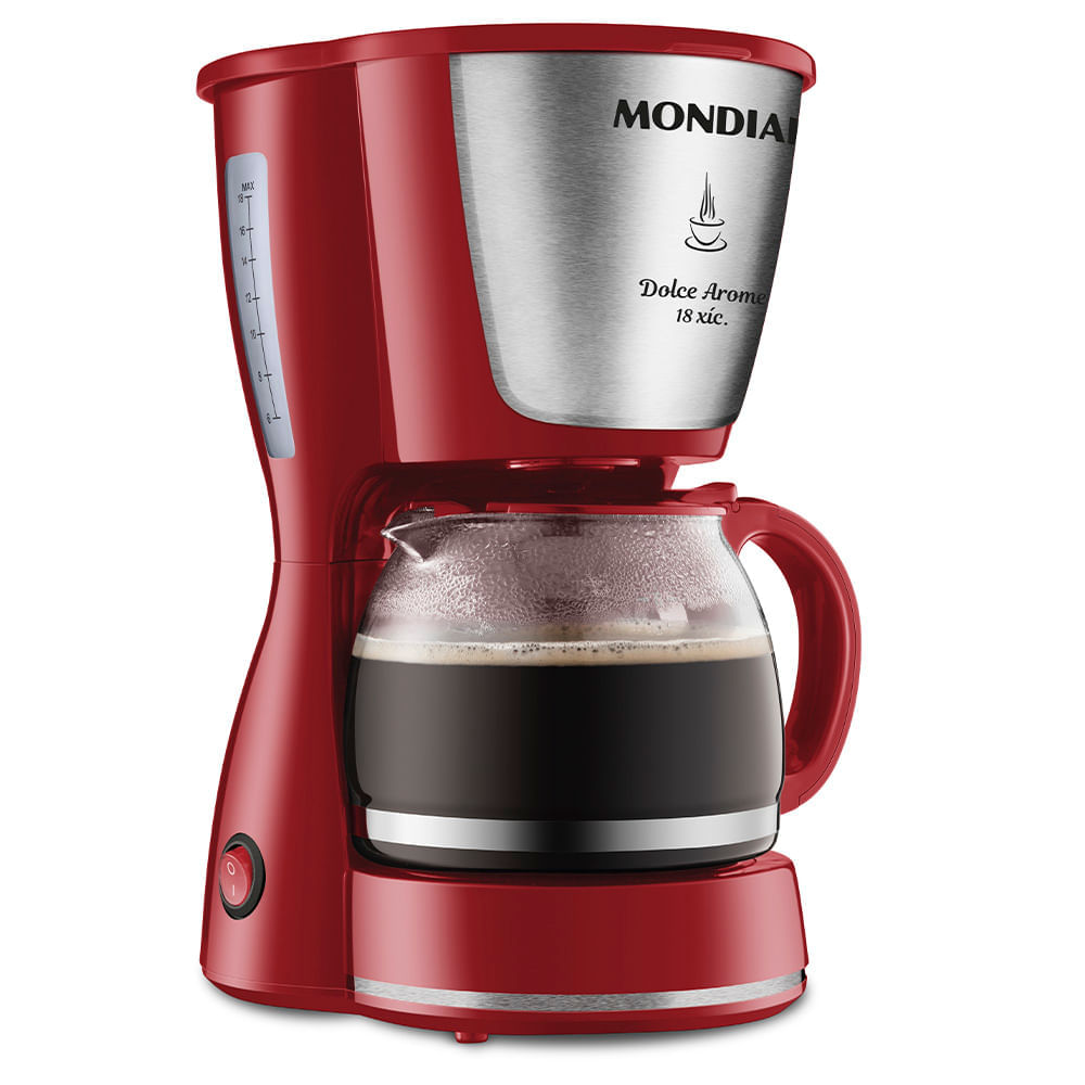 Cafeteira Elétrica 18 Xícaras Mondial Dolce Arome C-35 Vermelha e Prata 127V