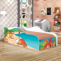 Cama Carro Fun Adesivada Jurassic Dinossauros Solteiro
