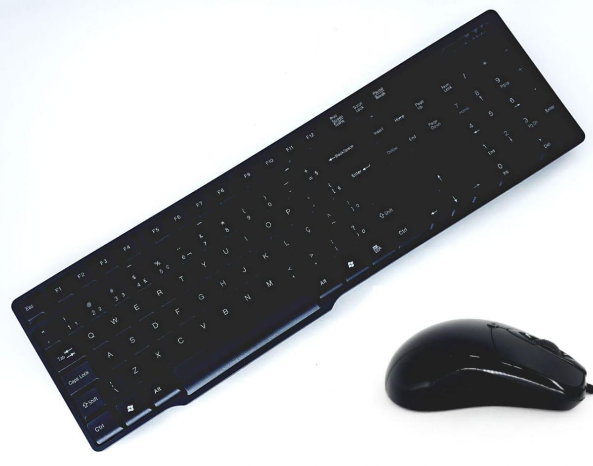 Kit Teclado Abnt2 E Mouse Optico Usb Preto Novo