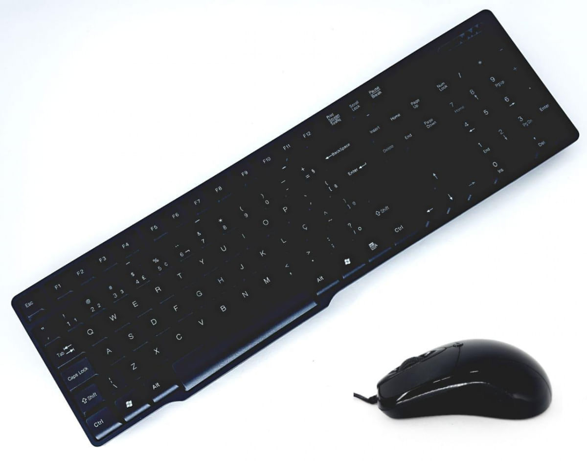 Kit Teclado Abnt2 E Mouse Optico Usb Preto Novo