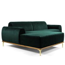 Sofá 3 Lugares com Chaise Base de Madeira Euro 245 Cm Verde