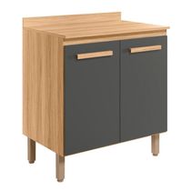 Balcão Intenza Com Tampo 80 Cm E 2 Portas Freijo/Chumbo