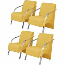 Kit 4 Poltronas 1 Lugar Vênus Pé Alumínio Amarelo