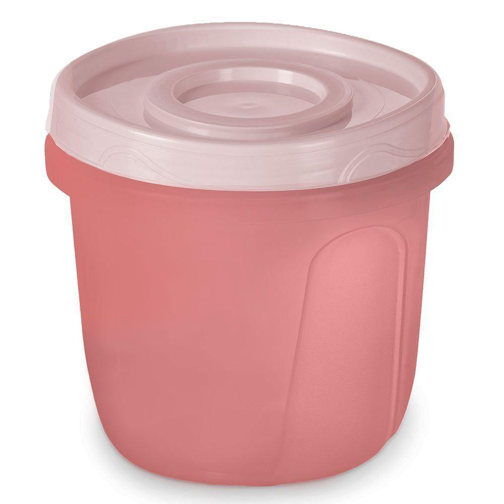 Pote Redondo Com Tampa Rosca De 750 Ml Rosa
