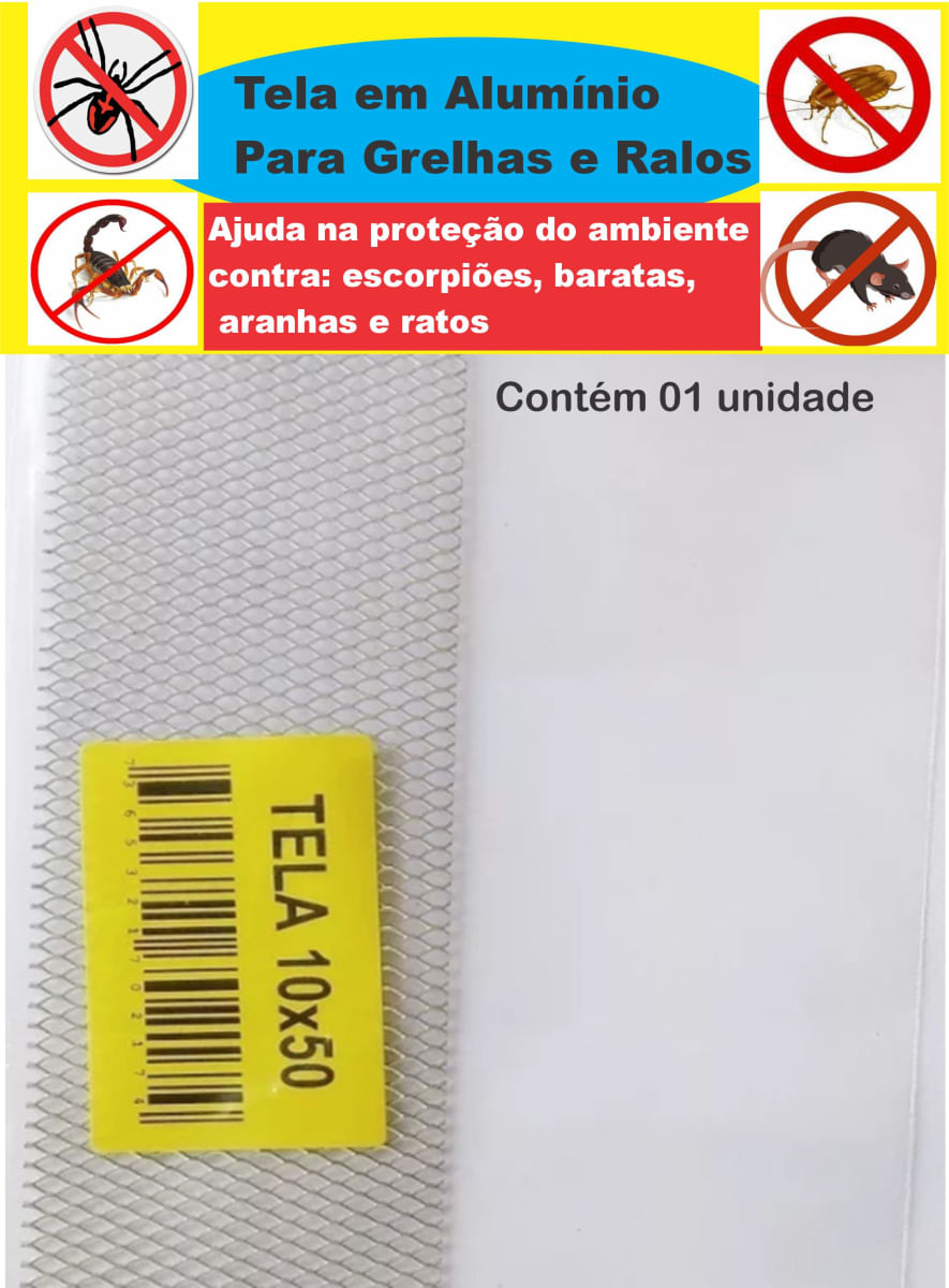 Tela Para Ralo Grelha 10x50 Cm em Alumínio Anti-inseto