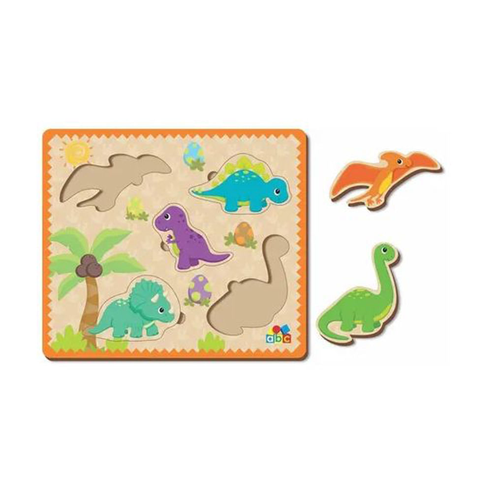 Quebra Cabeça De Encaixe - Dinossauros - 8014 - Babebi