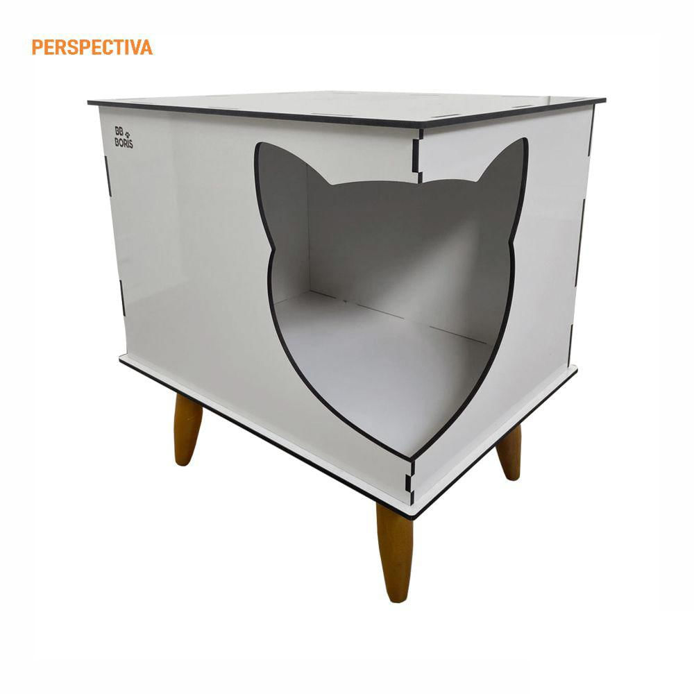 Casinha Cat Line Pet Gato Premium MDF Pés Palito Champagne - Desk Design