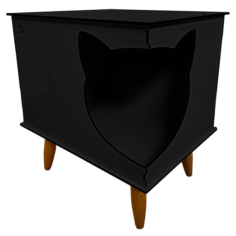 Casinha Cat Line Pet Gato Premium MDF Pés Palito Preto - Desk Design