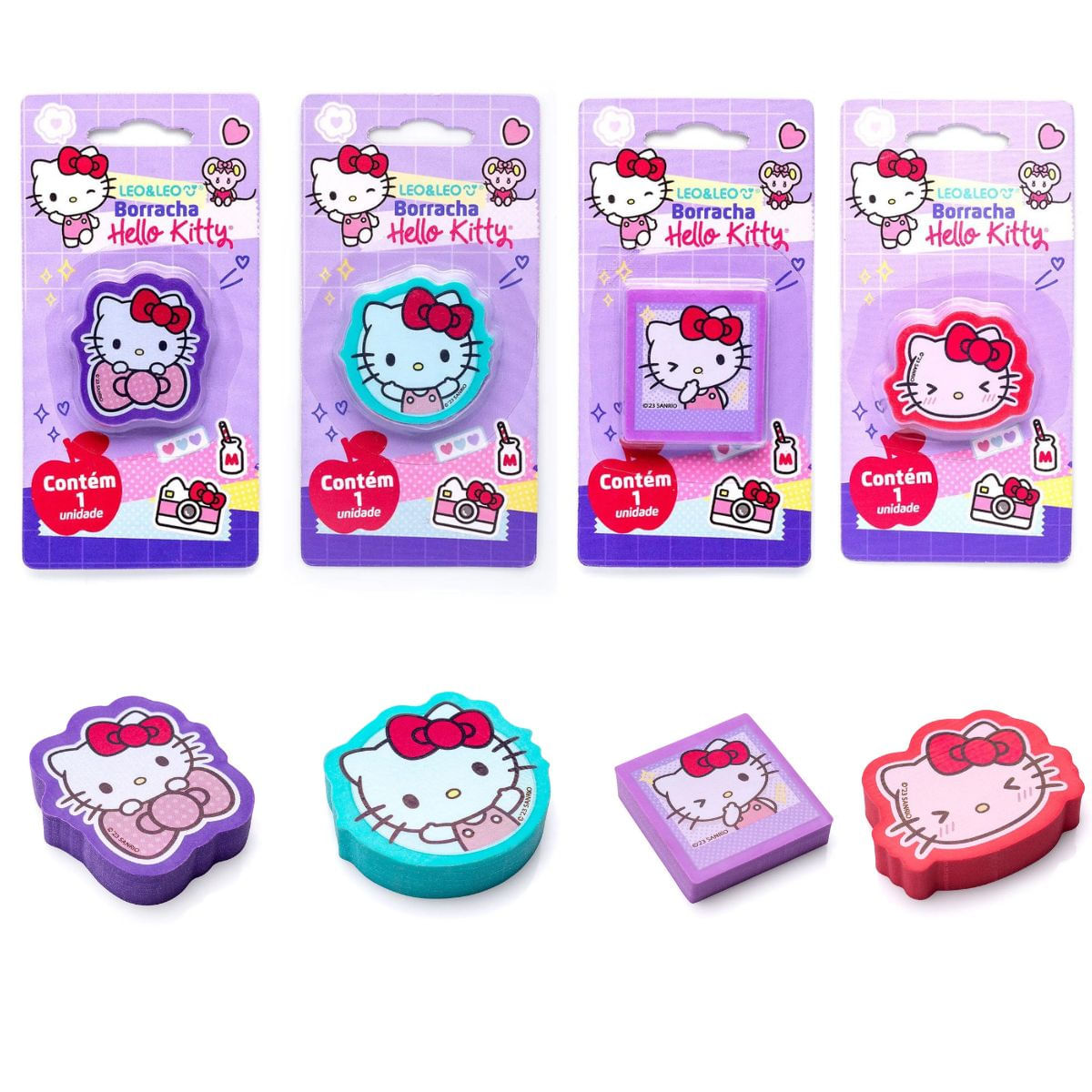 BORRACHA HELLO KITTY BLISTER C/1 UND. SORTIDOS - LEO &amp; LEO