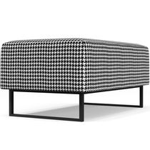 Puff Decorativo Sala de Estar Cléo W01 Base Ferro 90 cm Suede Pied Poule - Lyam Decor