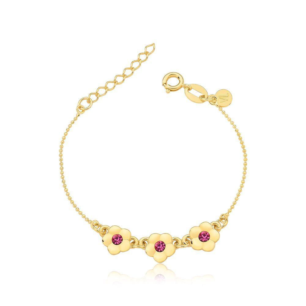 Pulseira Florzinhas Revestida Em Ouro