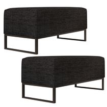 Kit 02 Puffs Decorativo Para Sala de Estar Cléo W01 Base de Ferro 90 cm Linho Chumbo - Lyam Decor