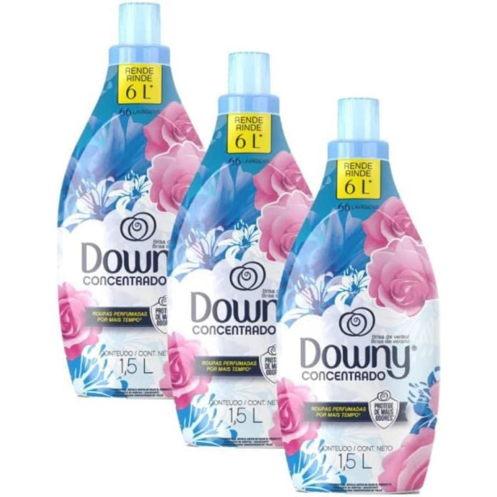 Kit com 3 Amaciante Concentrado Brisa de Verão Downy 1,5L