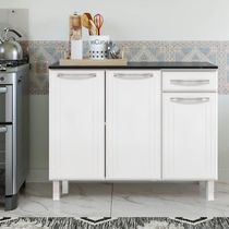 Balcão Triplo Smart Esmeralda 1 Gaveta Com Tampo Telasul Branco