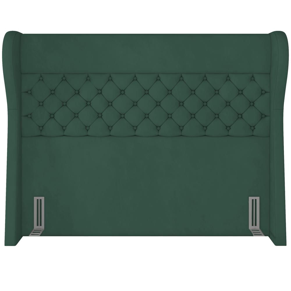 Cabeceira Cama Box King 195 cm P05 Madrid Veludo Verde - Lyam Decor