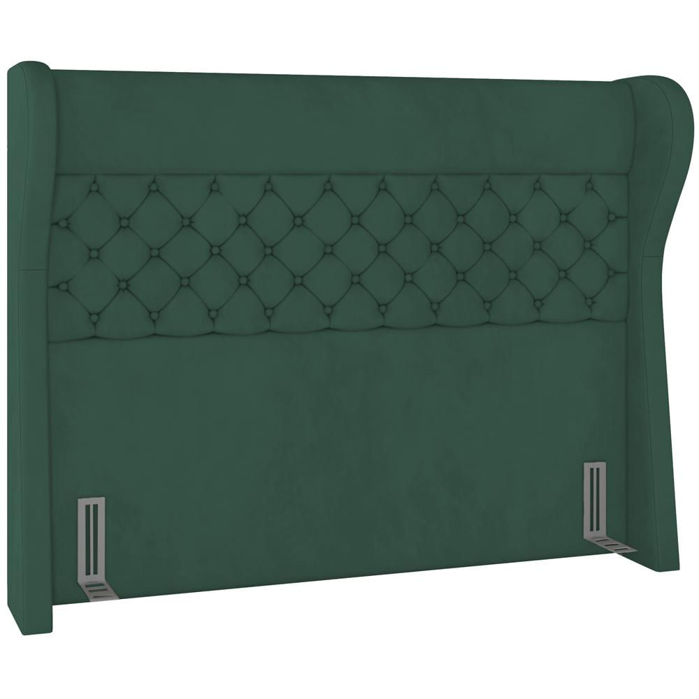 Cabeceira Cama Box King 195 cm P05 Madrid Veludo Verde - Lyam Decor