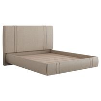 Cama Queen Flutuante Com Cabeceira 160cm Astra S04 Linho Bege - Lyam Decor