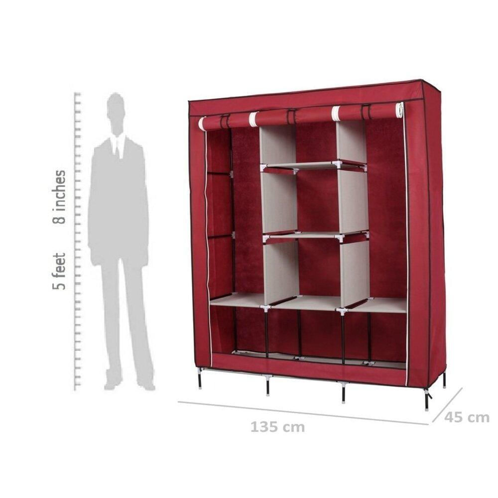 Encontraproduto.com.br - Guarda Roupa Cabideiro Portatil Prateleiras Dobravel Armario Arara Grande Organizador Preto