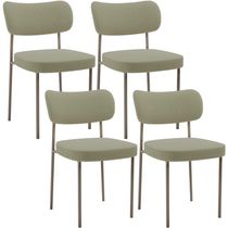 Kit 04 Cadeiras Decorativa Estofada Para Sala de Jantar Melina Base Arena L02 Bouclê Oliva - Lyam Decor