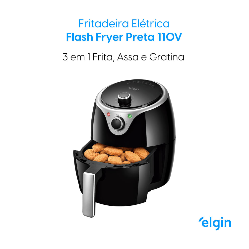 Fritadeira Elétrica Elgin 3,5 Litros Flash Fryer sem Óleo Preta – 127 Volts 127 Volts