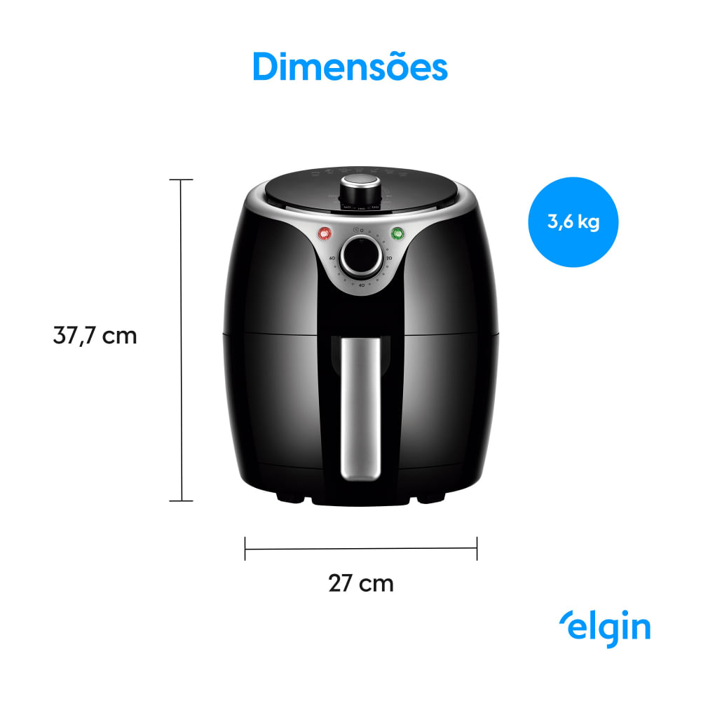 Fritadeira Elétrica Elgin 3,5 Litros Flash Fryer sem Óleo Preta – 127 Volts 127 Volts