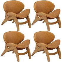 Kit 4 Poltronas Decorativa Orgânica Sala Living Kadosh L02 Couríssimo Canela - Lyam Decor