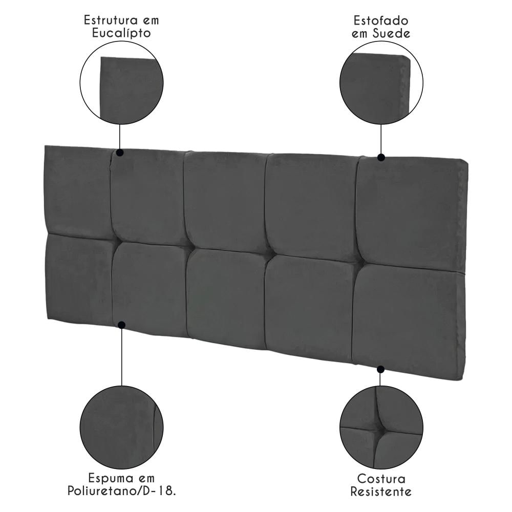 Cabeceira Casal Painel Para Cama Box 140cm Tina I01 Suede Grafite - Mpozenato