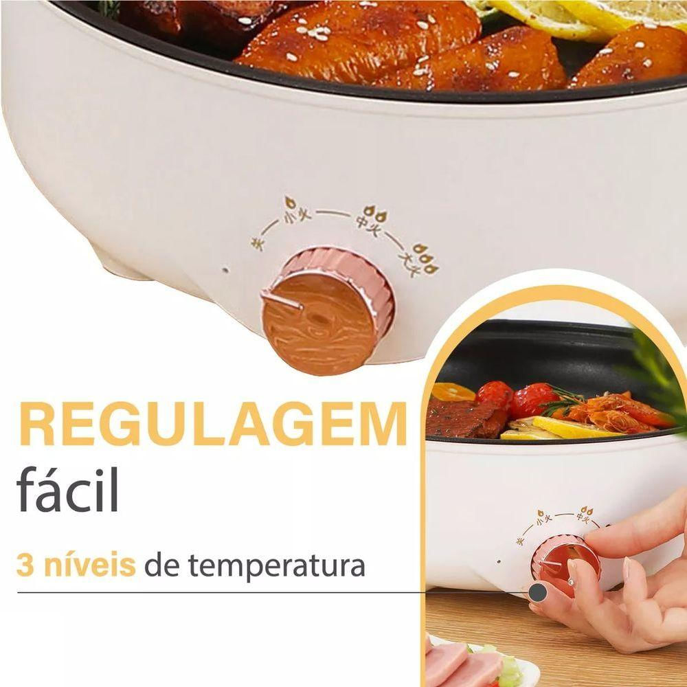 Panela Frigideira Elétrica Grill Antiaderente Tampa Vidro