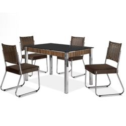Mesa de Jantar Aço Nobre Claudia com Tampo Kanon e 4 Cadeiras