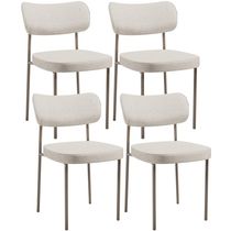 Kit 04 Cadeiras Decorativa Estofada Para Sala de Jantar Melina Base Arena L02 Linho Cru - Lyam Decor
