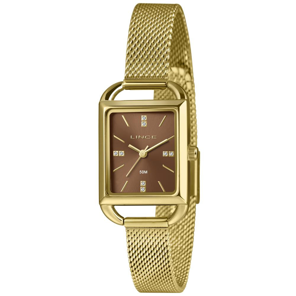 Relógio Lince Feminino Ref: Lqg4790l24 N1kx Retangular Mesh Dourado