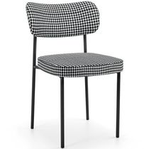 Cadeira Decorativa Estofada Para Sala de Jantar Melina L02 Pied Poule - Lyam Decor