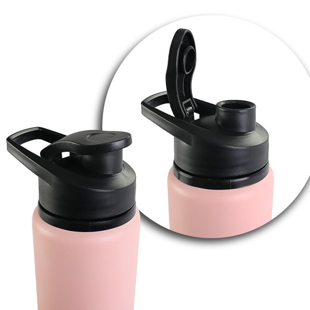 Garrafa Squeeze de Alumínio 600ml com Alça - Rosa