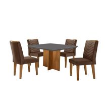 Conjunto Mesa Olímpia Em Mdf Com 4 Cadeiras Liz Moderna Veludo Marrom Grafite Imbuia