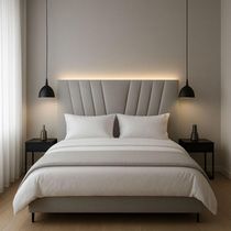 Cabeceira Estofada Solteiro 90 Cm Lizza Em Suede Com Frame Cor:cinza Claro