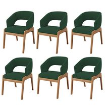 Kit 06 Cadeiras de Jantar e Estar Living Estofada Lince L02 Suede Verde Musgo - Lyam Decor