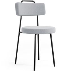 Cadeira Decorativa Estofada Para Sala De Jantar Barcelona L02 Bouclê Cinza - Lyam Decor