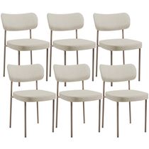 Kit 06 Cadeiras Estofadas Para Sala De Jantar Melina Base Arena L02 Linho Champagne - Lyam Decor