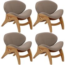 Kit 4 Poltronas Decorativa Orgânica Sala Living Kadosh L02 Bouclê Bege - Lyam Decor