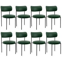 Kit 08 Cadeiras Estofadas Para Sala De Jantar Louise L02 Couríssimo Verde - Lyam Decor