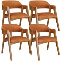 Kit 4 Cadeiras Sala de Jantar Estar Living Estofada Suran L02 Couríssimo Canela - Lyam Decor
