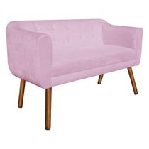 Namoradeira Julia 2 Lugares Rosa Bebê Pés Palito Castanho